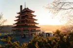 Japanese-style Pagoda in Reading, PA during golden hour
